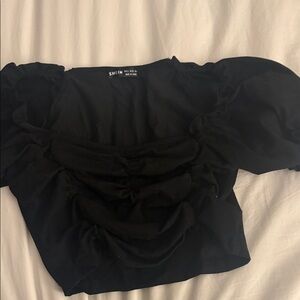 SHEIN Elegant Black Ruched Blouse